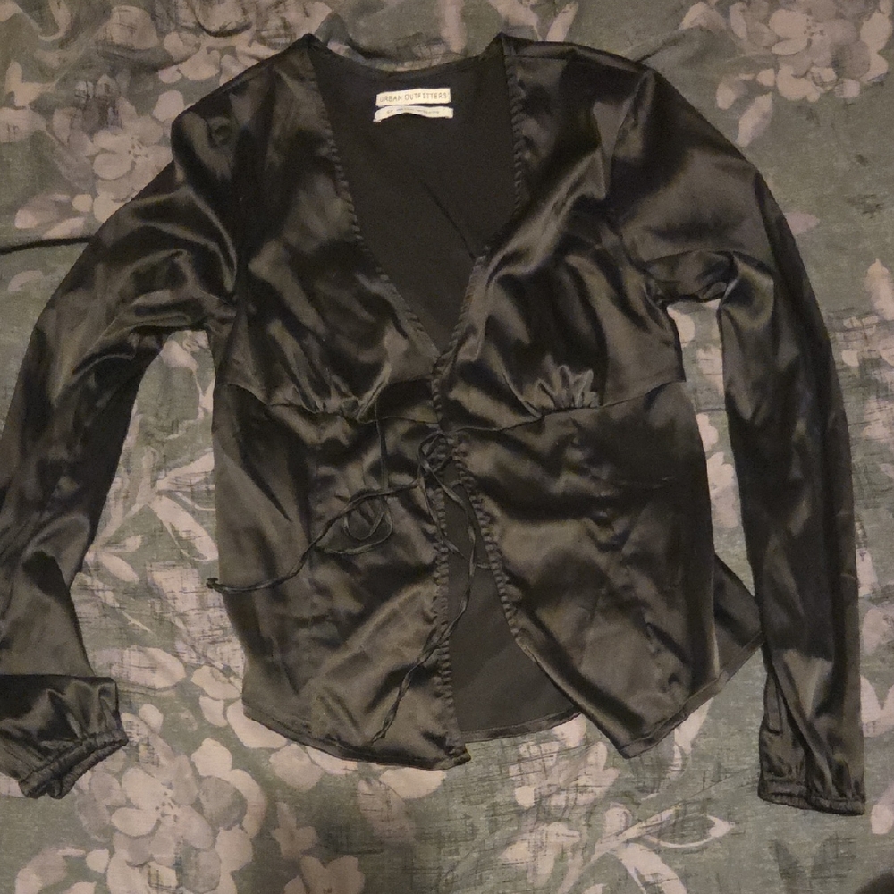 Urban Outfitters Black Satin Blouse